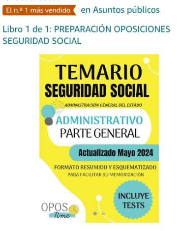 Libro más vendido en preparación oposiciones seguridad social - numero uno mas vendido en amazon resumenes para oposiciones
