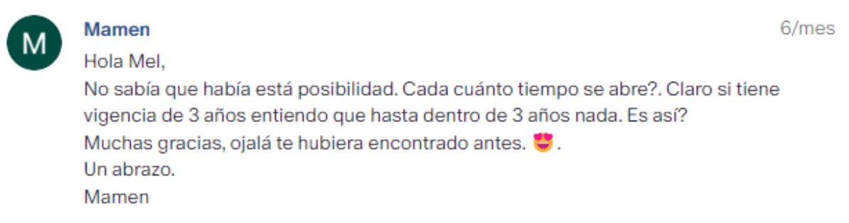 Captura del testimonio 12 compartido en la Comunidad OposTime