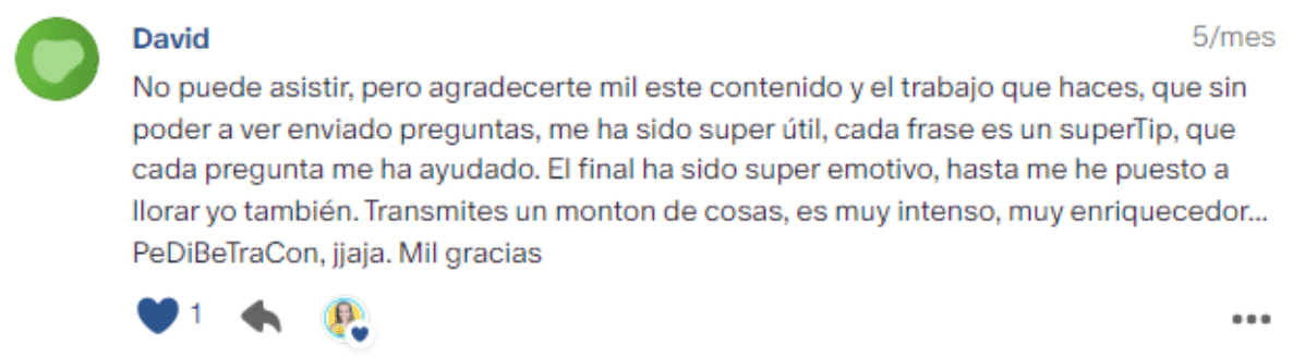 Captura del testimonio 6 compartido en la Comunidad OposTime